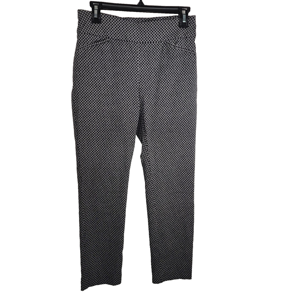 Chico's Fabulously Slimming Perfect Stretch Ankle Pant 4 Geometric Black Pull On